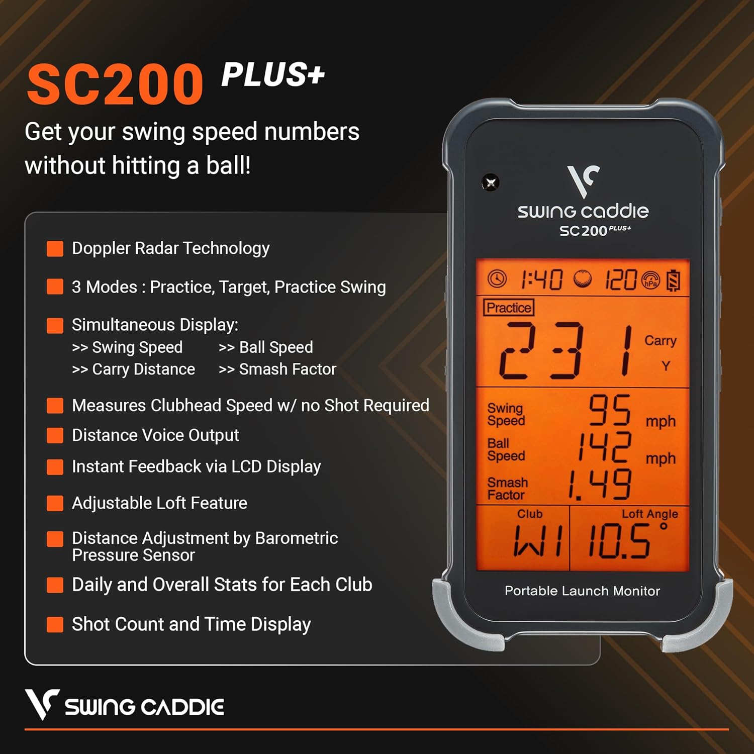Swing Caddie SC200 PLUS Portable Launch Monitor