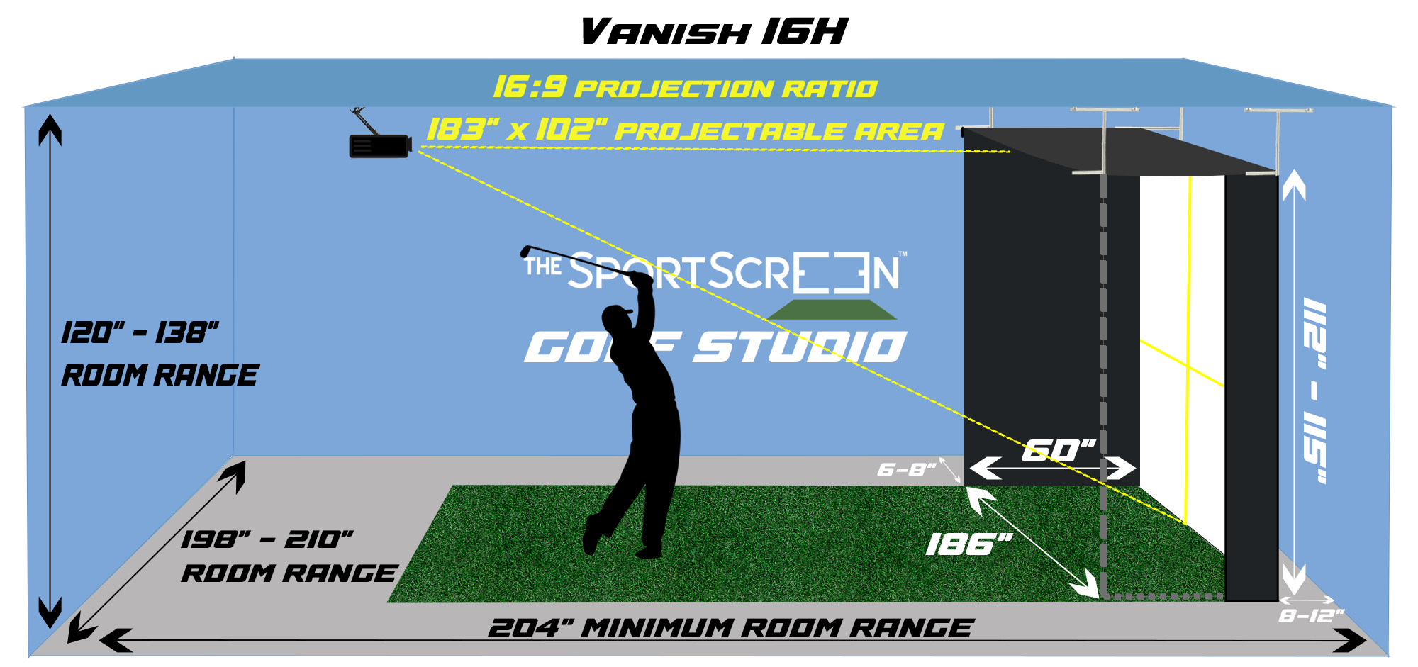 The SportScreen Vanish 16H Golf Simulator Enclosure