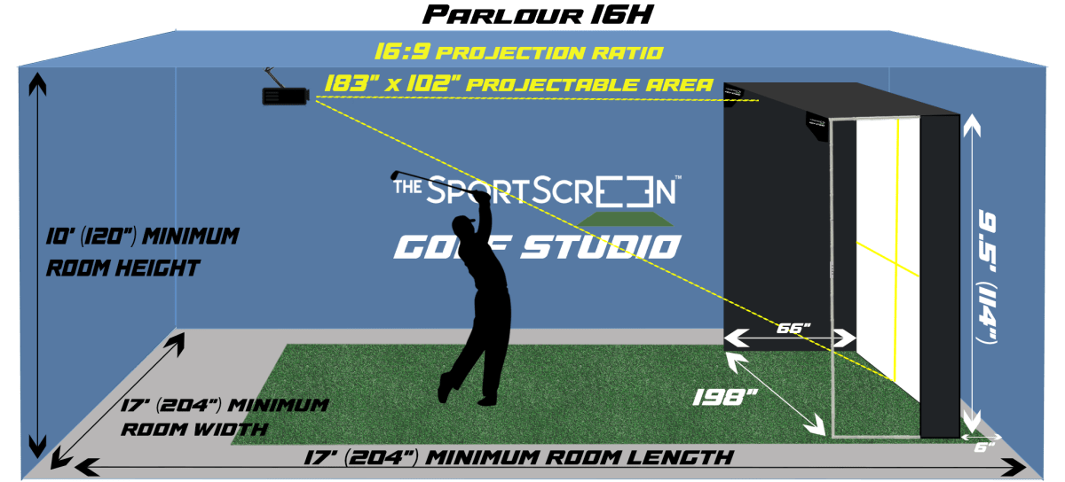 The SportScreen - The SportScreen Parlour 16H Golf Simulator Enclosure - Indoor Golf Source
